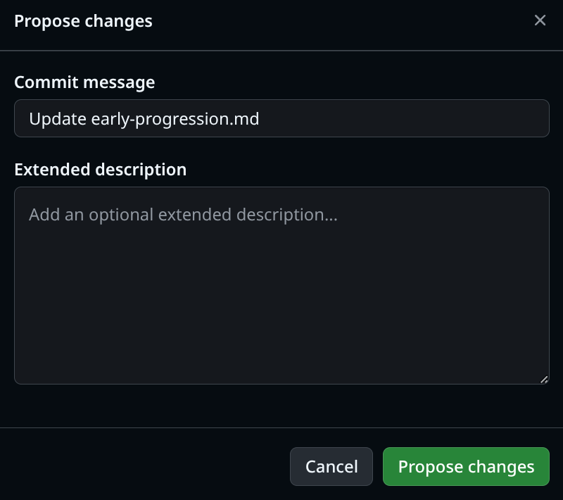 Propose changes: branch name and commit message